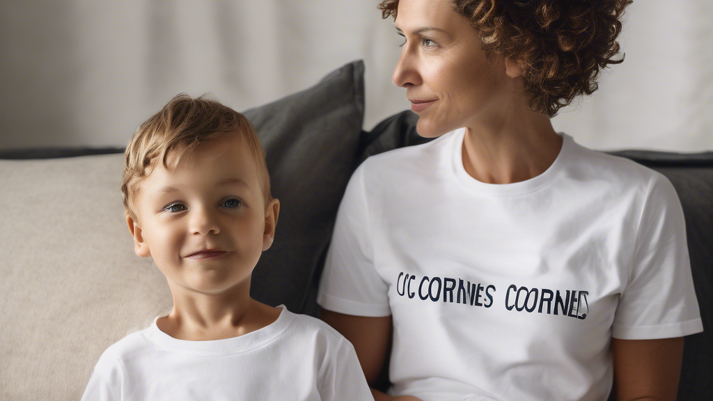 Illustration détaillée sur T-shirts coordonnés pour Papa, Maman et Bébé : un style familial unique